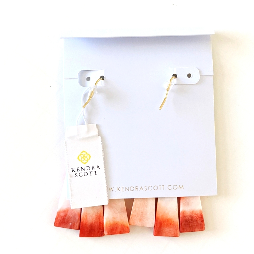 Kendra Scott Red Oyster Shell Layton Statement Earrings - Picture 9 of 11